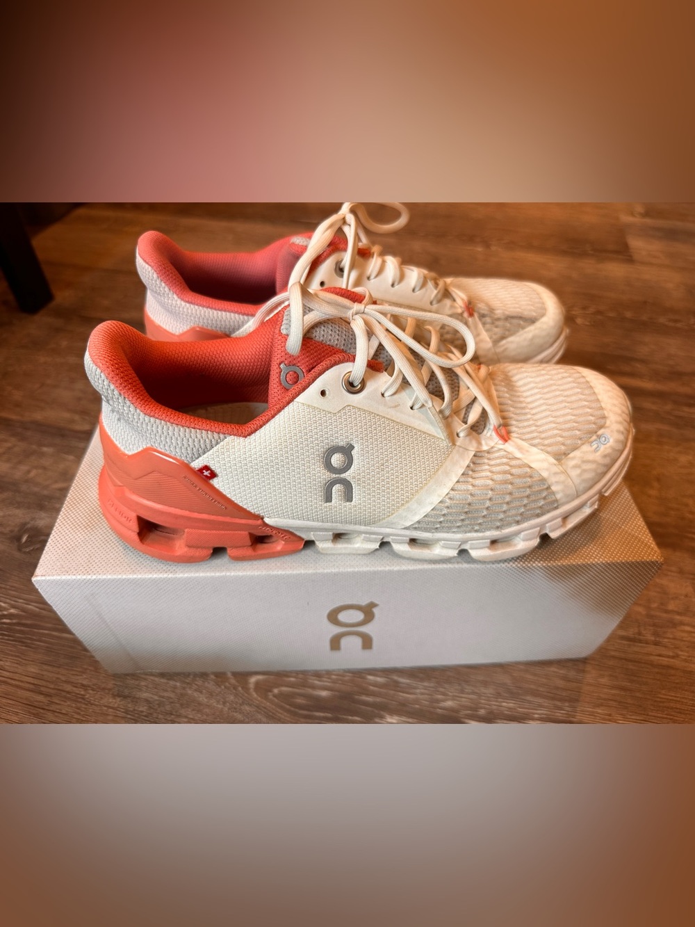 Women's On Cloudflyer size 7.5 running shoes peach and aloe